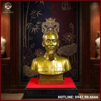 Tượng bán thân Bác Hồ đồng vàng cao 30cm