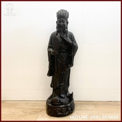 Tượng Khổng Minh bằng đồng hun đen giả cổ cao 80cm