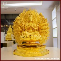 Tượng Phật Thiên Thủ Thiên Nhãn bằng đồng thếp vàng 9999 sang trọng