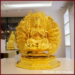 Tượng Phật Thiên Thủ Thiên Nhãn bằng đồng thếp vàng 9999 sang trọng