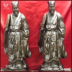 Tượng Khổng Minh bằng đồng đỏ khảm tam khí