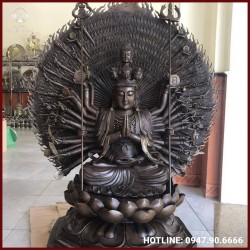 Tượng Phật Thiên Thủ Thiên Nhãn hun giả cổ cao 61cm linh thiêng