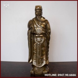 Tượng Gia Cát Lượng bằng đồng đỏ khảm tam khí cao cấp