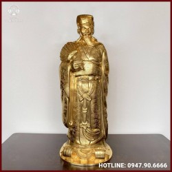 Tượng Khổng Minh bằng đồng dát vàng 9999 cao 90cm