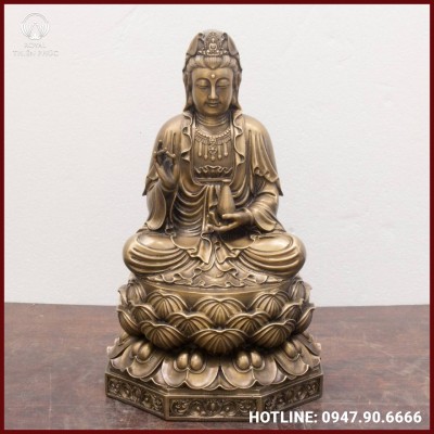 Tượng Phật Bà Quan Âm bằng đồng hun giả cổ tinh xảo