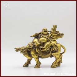  Tượng Phật Di Lặc cưỡi trâu bằng đồng 