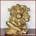   Tượng Di Lặc gánh tiền vàng tài lộc bằng đồng catut