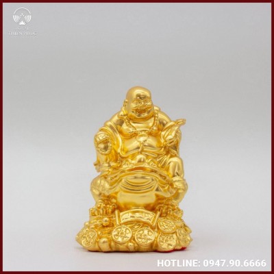 Tượng Di Lặc bằng đồng cưỡi thiềm thừ thếp vàng