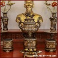 Bộ ngũ sự chạm sòi đồng đỏ khảm tam khí dát điểm vàng cao 60cm