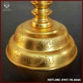 Đôi chân nến chạm rồng đồng đỏ dát vàng cao 60cm