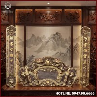 Cuốn thư câu đối đồng vàng giả cổ cao cấp