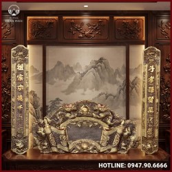 Cuốn thư câu đối đồng vàng giả cổ cao cấp