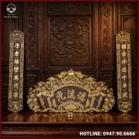 Cuốn thư câu đối Đức Lưu Quang đồng vàng giả cổ