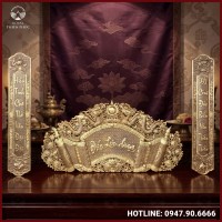 Cuốn thư câu đối Đức Lưu Quang đồng vàng giả cổ cao cấp