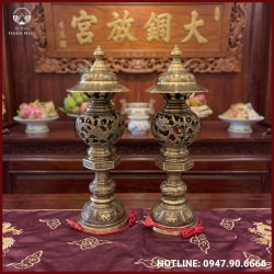 Đèn thờ long phụng đồng vàng hai công nghệ