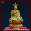 Tượng Địa Tạng Vương Bồ Tát áo hoa đồng vàng cao 30cm