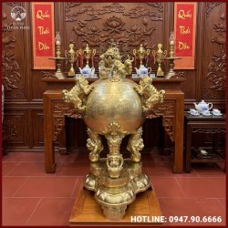 Đỉnh thất lân vờn cầu bằng đồng catut