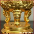 Đỉnh song long chầu nguyệt đồng đỏ dát vàng cao 60cm