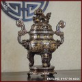 Đỉnh đồng đỏ khảm ngũ sắc song long chầu nguyệt cao 65cm