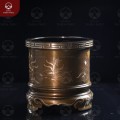 Bát hương bằng đồng chạm sen khảm tam khí dát điểm vàng phi 18cm