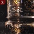 Bát hương bằng đồng khảm ngũ sắc phi 18cm chạm song long chầu nguyệt