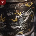 Bát hương đẹp chạm rồng phượng đường kính 22cm bằng đồng khảm ngũ sắc 