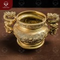 Bát hương đẹp tai rồng bằng đồng vàng làm màu đường kính 13cm