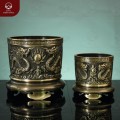 Bát hương đồng 2 công nghệ chạm nổi rồng phượng thờ gia tiên