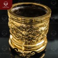 Bát hương đồng đỏ song long mạ vàng tĩnh điện đường kính 16cm