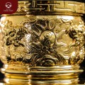 Bát hương đồng đỏ song long mạ vàng tĩnh điện đường kính 16cm