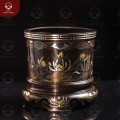 Bát hương đồng hoa sen khảm ngũ sắc tinh xảo đường kính 18cm 