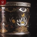 Bát hương đồng hoa sen khảm ngũ sắc tinh xảo đường kính 18cm 