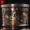 Bát hương đồng hoa sen khảm ngũ sắc tinh xảo đường kính 18cm 