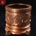 Bát hương song long chầu nguyệt thờ gia tiên phi 18cm bằng đồng đỏ 