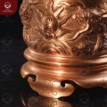 Bát hương song long chầu nguyệt thờ gia tiên phi 18cm bằng đồng đỏ 