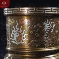 Bát hương thờ gia tiên phi 18cm bằng đồng khảm tam khí