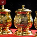 Bộ ba chóe thờ bằng đồng Đài Loan chạm nổi hợp thể tự