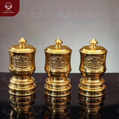 Bộ đài thờ Chiêu Tài Tấn Bảo bằng đồng mạ vàng 24K