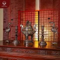 Bộ đỉnh đồng ngũ sự chạm sòi nổi khảm tam khí dát điểm vàng