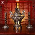 Bộ đỉnh đồng ngũ sự chạm sòi nổi khảm tam khí dát điểm vàng