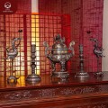 Bộ đỉnh đồng ngũ sự chạm sòi nổi khảm tam khí dát điểm vàng