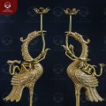Bộ hạc thờ gia tiên bằng đồng vàng mộc cao 50cm
