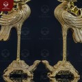 Bộ hạc thờ gia tiên bằng đồng vàng mộc cao 50cm