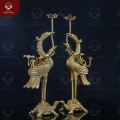 Bộ hạc thờ gia tiên bằng đồng vàng mộc cao 50cm