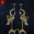Bộ hạc thờ gia tiên bằng đồng vàng mộc cao 50cm