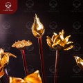 Bó hoa sen thờ bông gỗ dát vàng 9999 cao 50-70cm