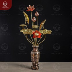 Bó hoa sen thờ gia tiên, Thần Phật bằng đồng vàng đúc máy