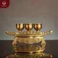 Bộ ngai 3 chén thờ Phú Quý Cát Tường bằng đồng vàng mộc 