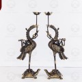 Bộ ngũ sự bằng đồng hai lai đỉnh chạm rồng - chạm sòi cao 45cm