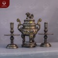 Bộ tam sự đỉnh nến cao cấp bằng đồng khảm tam khí dát điểm vàng 
